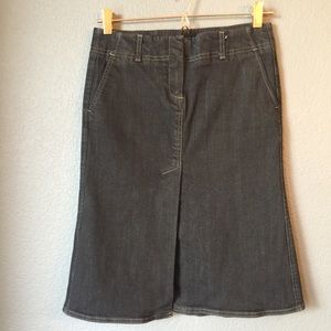 Theory Denim Skirt Knee Length A-Line Front Slit